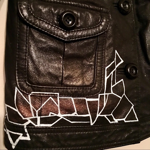 RARE HAND-PAINTED CUSTOM LEATHER MM COUTURE JACKET - Picture 3 of 8